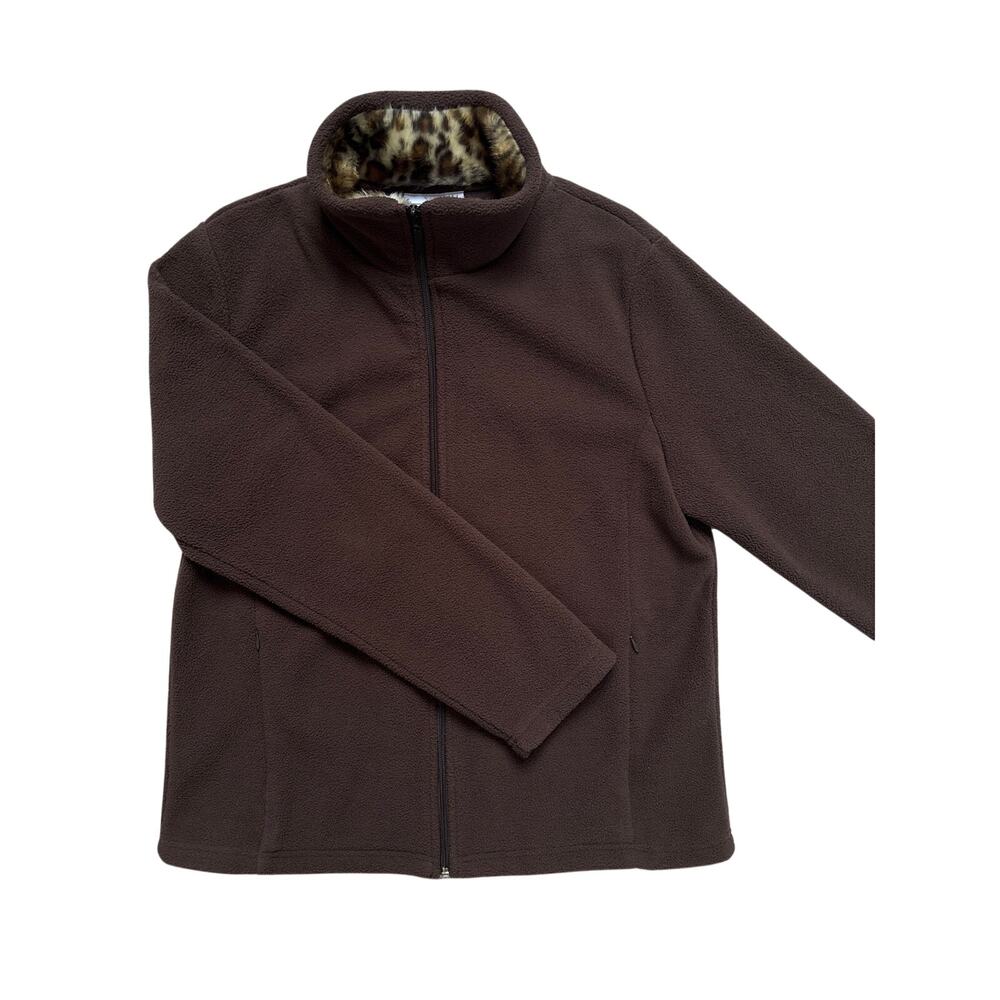 Keren Hart Women’s Brown Full Zip Polar Fleece Jacket, Size L, #1062